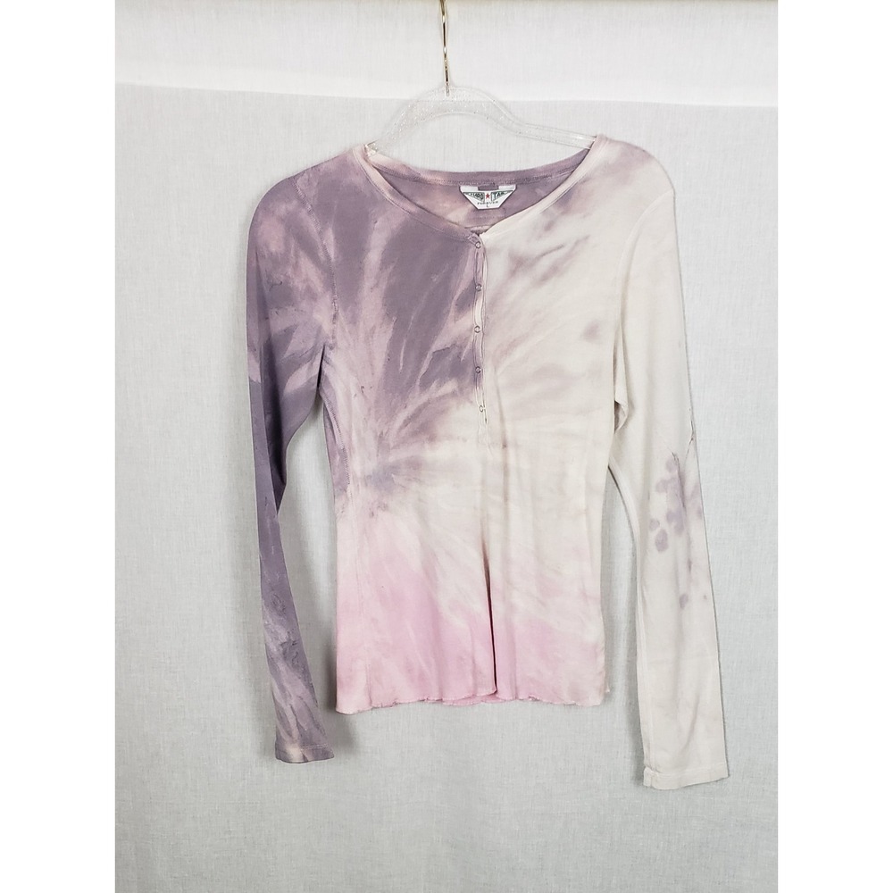 Hard Tail Forever Tie Dye Henley Top Purple Pink L Bella Swan Elena Gilbert Y2K